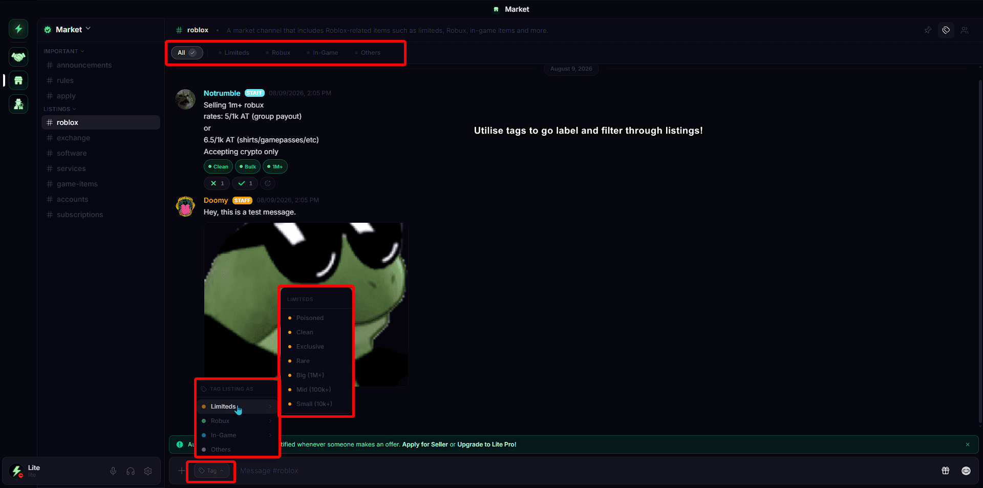 List in marketplace